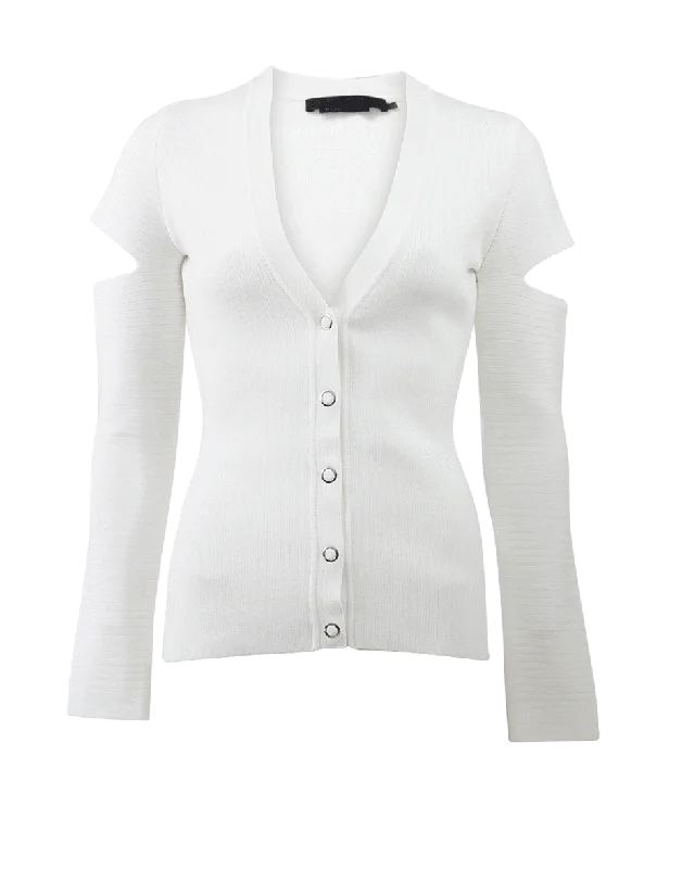 Sleeve-Slit Cardigan Lace Blend Ribbed Blend Corduroy Blend