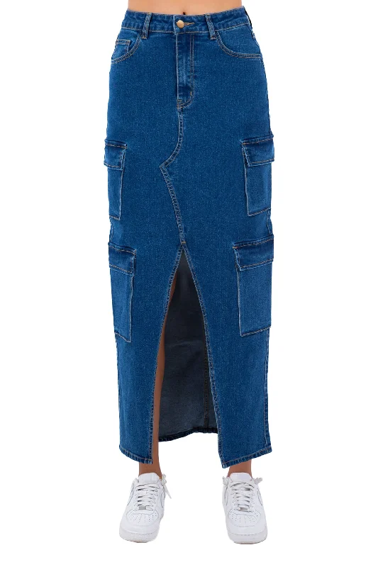 Women's High Waist Denim Cargo Skirt breathable skirt fabric