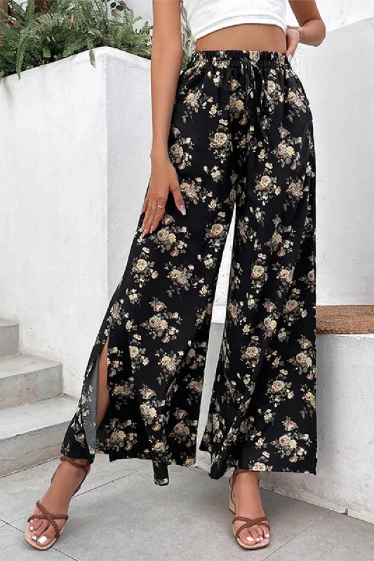 WIDE LEG PANTS WITH LOUD PRINT Chic Slim Fit Pants