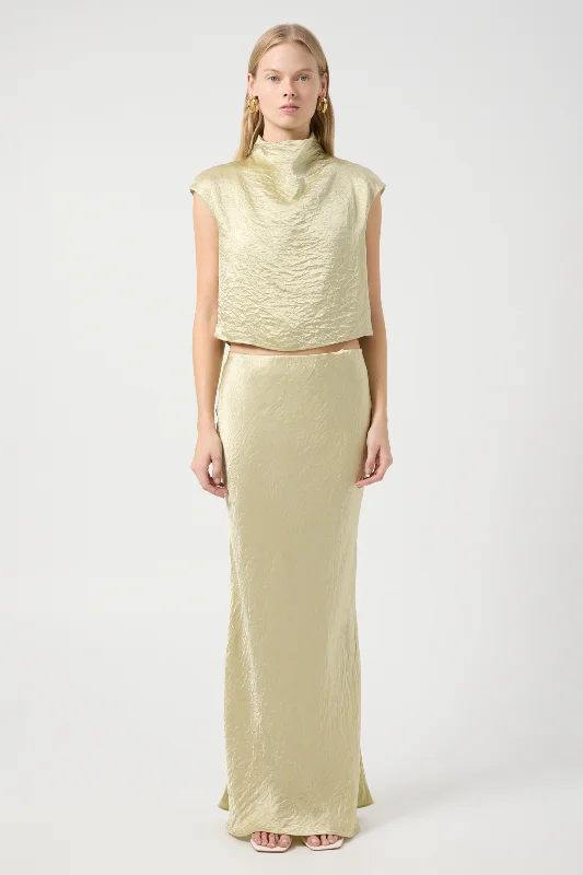 Crush Bias Maxi Skirt - Golden Apple high waist skirt