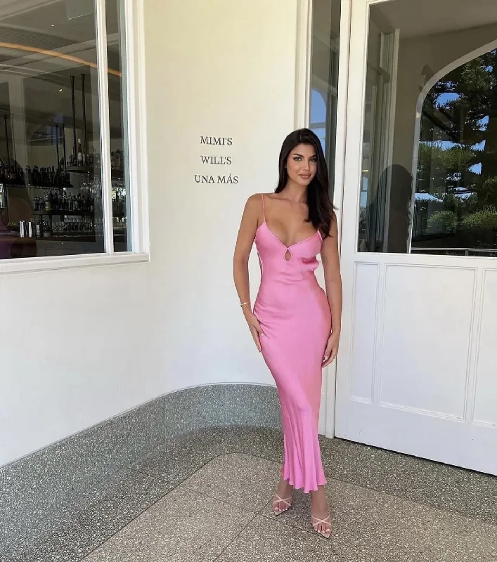 Pink Spaghetti Straps Mermaid Charming Party Dress, DP2271 Tunics Chinos classic