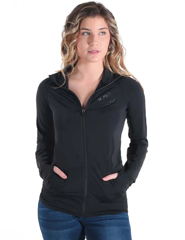 Cowgirl Tuff Womens Cooling UPF Black Nylon Softshell Jacket Satin Fabric Silk Fabric Chiffon Fabric