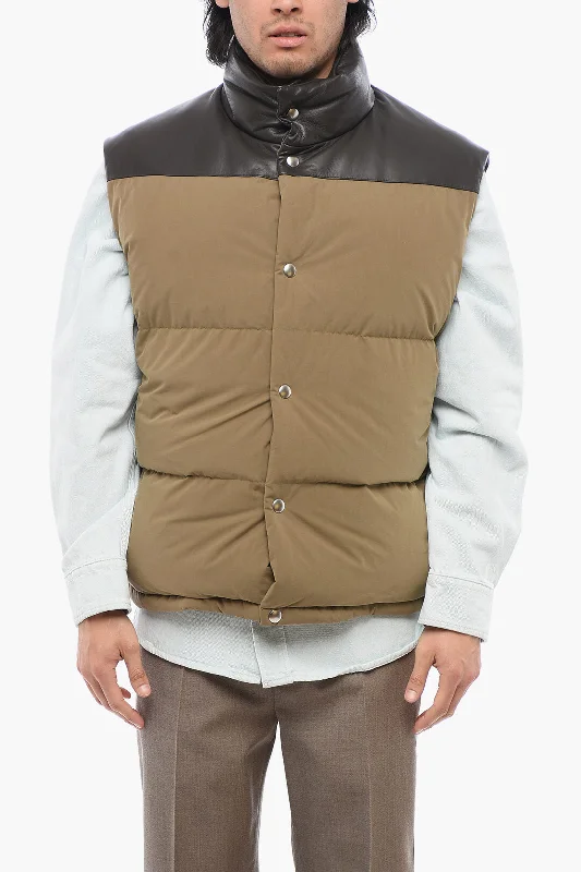 Bottega Veneta Cotton Sleeveless Down Jacket With Lambskin Detail Elasticated Jacket Padded Jacket Insulated Jacket Bottega Veneta Cotton Sleeveless Down Jacket With Lambskin Detail Elasticated Jacket Padded Jacket Insulated Jacket