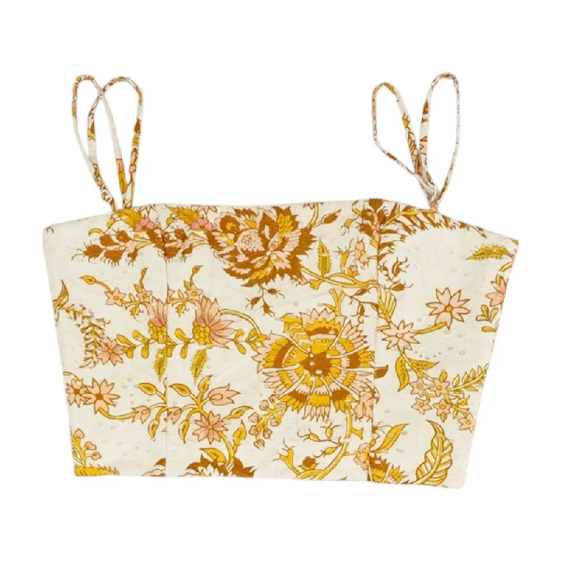 Ivory Floral Cropped Tank peach tank top