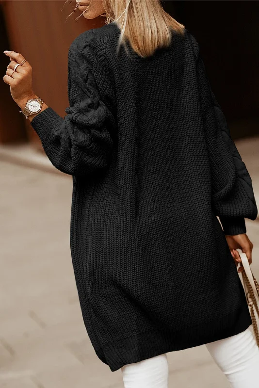 Long Knit Cardigan for Fall Winter Elasticated Padded Insulated