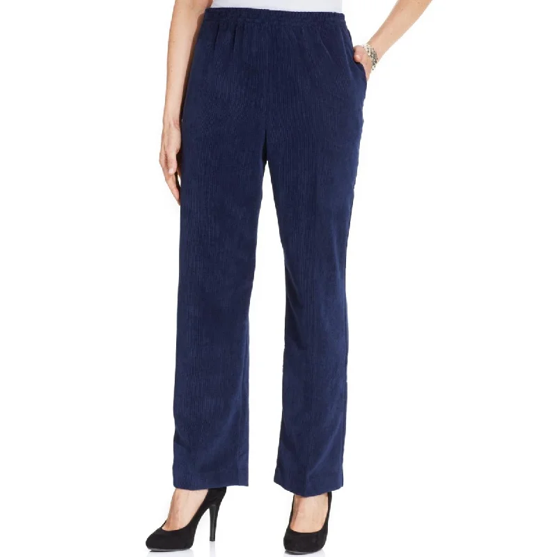 Alfred Dunner Womens Petites Pull On Classic Fit Corduroy Pants Cozy Full-Length Pants