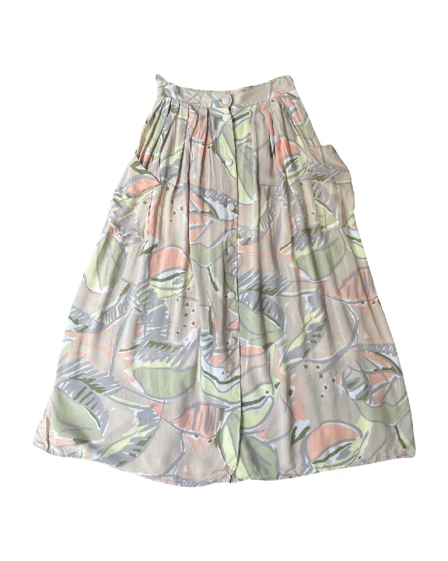 Vintage 90’s Pattern Skirt linen skirt natural