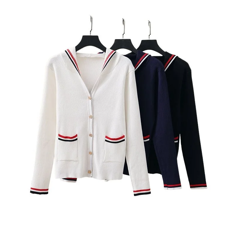 HBT Women's Sporty Elegant Fashion Knitted Hoody Cardigan Sweater Jacket Mesh Cardigan Canvas Denim