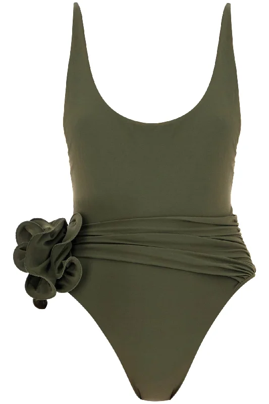 one-piece swimsuit with applied flower 608425 GREEN Fun Pattern Swimsuit