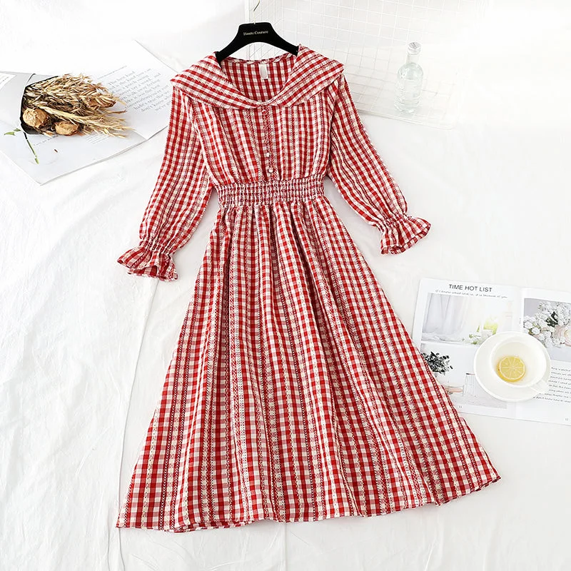 The new French retro Plaid Platycodon skirt is slim at the waist 4704 modal blend skirt The new French retro Plaid Platycodon skirt is slim at the waist 4704 modal blend skirt